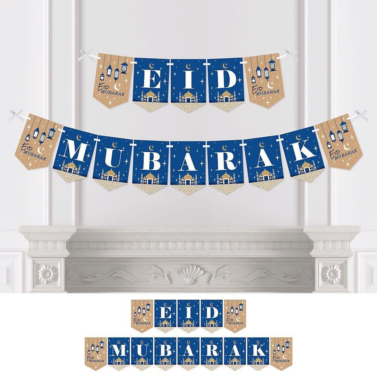 Big Dot of Happiness Eid Mubarak Bunting Banner - Ramadan Party Decorations - Eid Mubarak